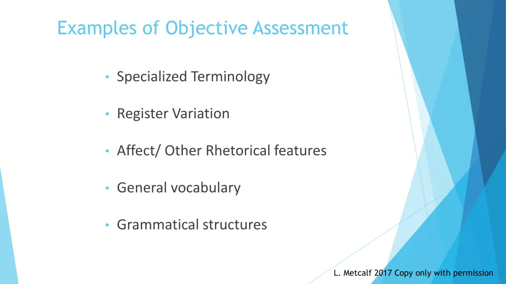 examples of objective assessment