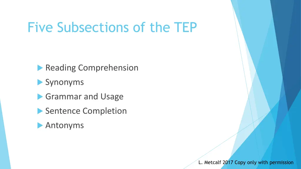 five subsections of the tep