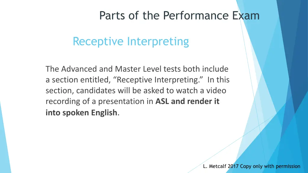 parts of the performance exam 3