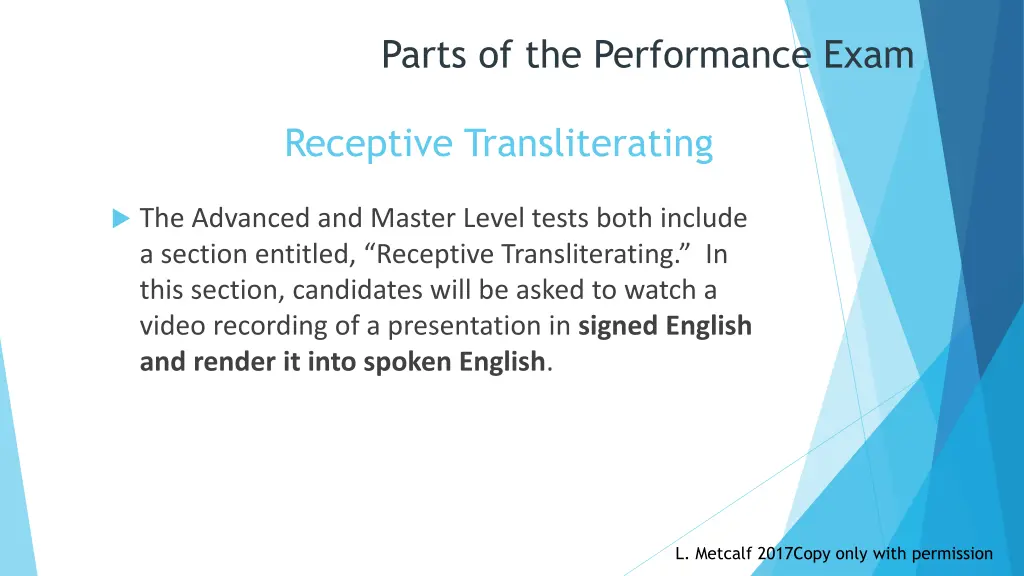 parts of the performance exam 4