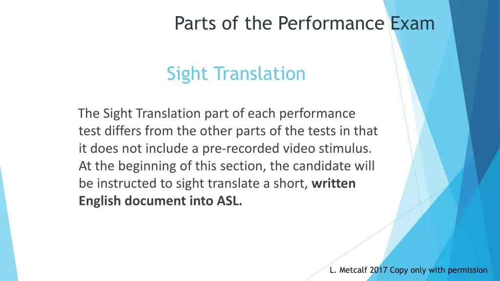 parts of the performance exam 5