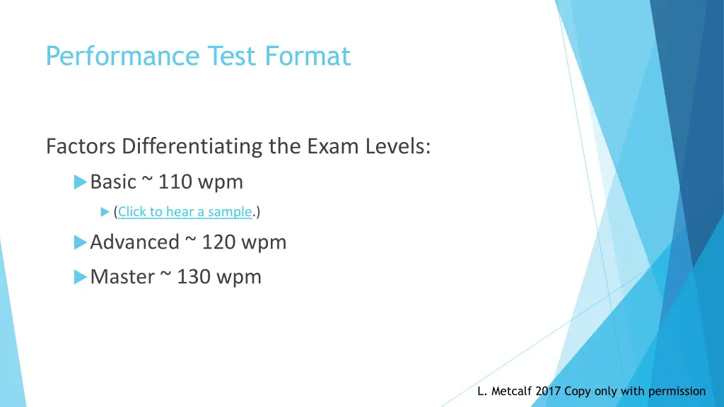 performance test format 1