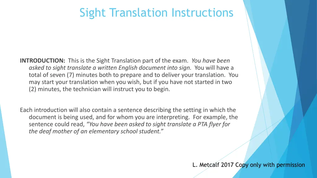 sight translation instructions