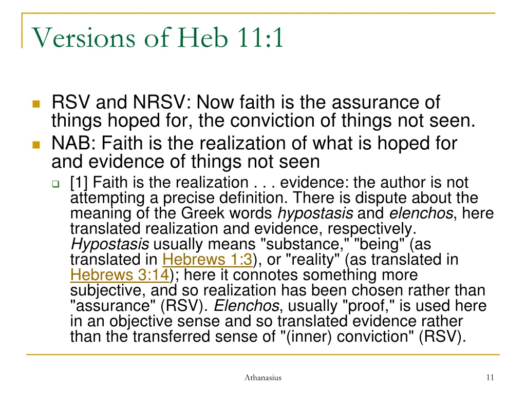 versions of heb 11 1