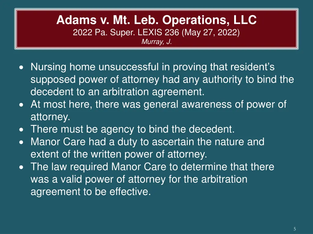 adams v mt leb operations llc 2022 pa super lexis