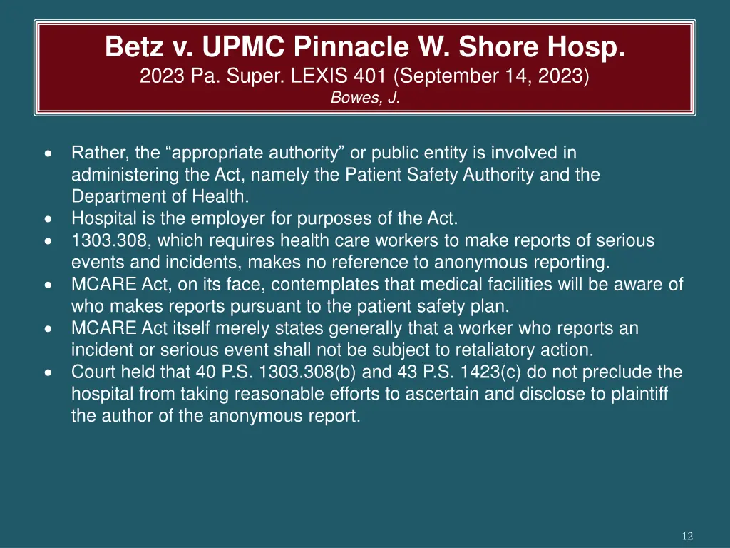 betz v upmc pinnacle w shore hosp 2023 pa super 1