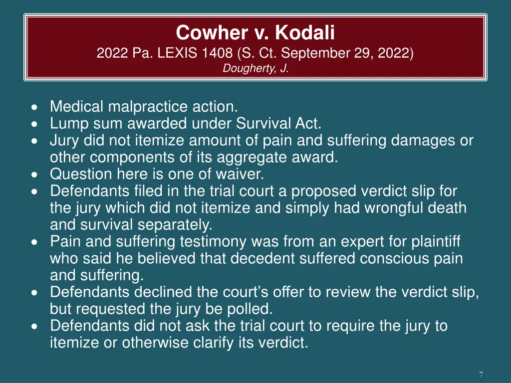 cowher v kodali 2022 pa lexis 1408 s ct september