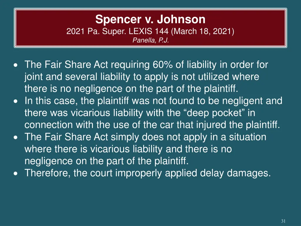 spencer v johnson 2021 pa super lexis 144 march