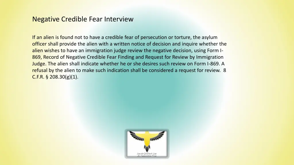 negative credible fear interview