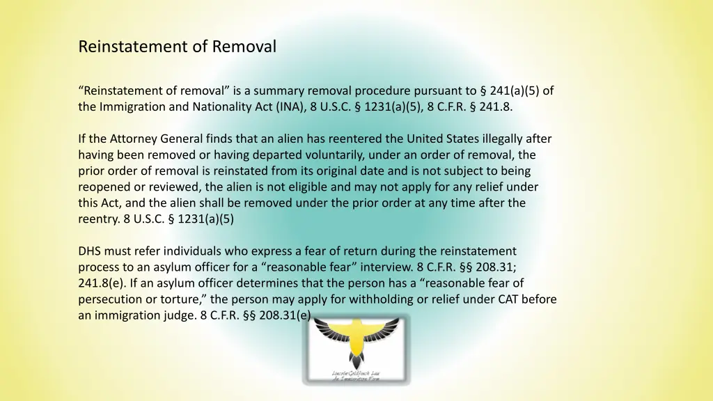 reinstatement of removal