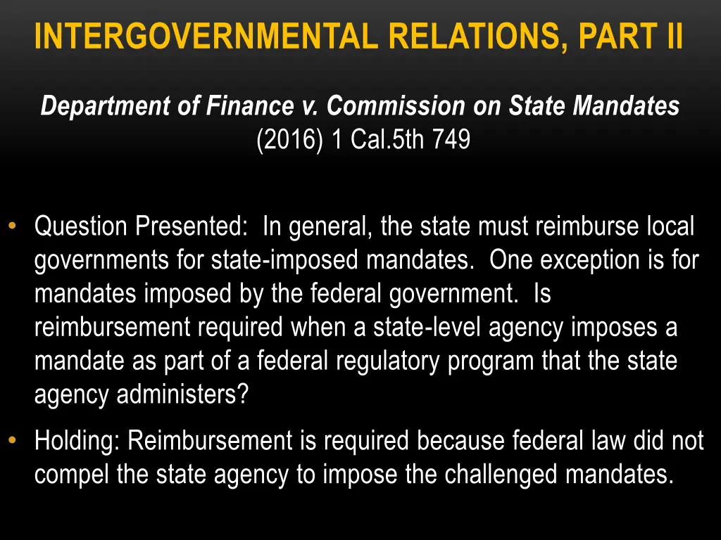 intergovernmental relations part ii