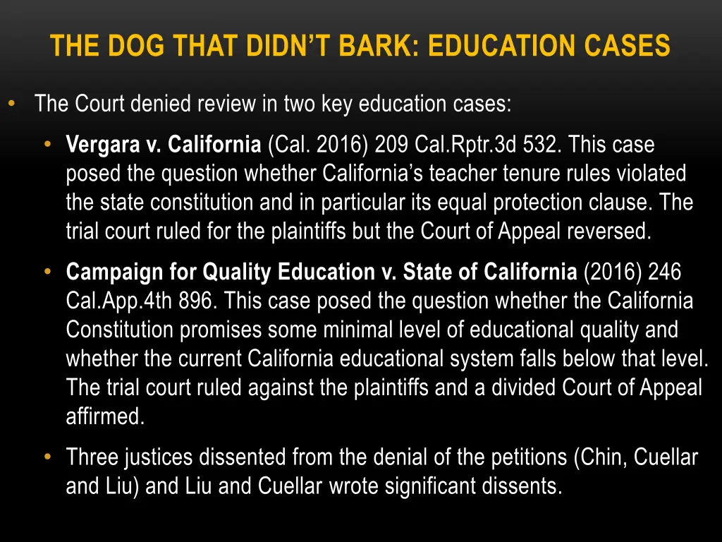 the dog that didn t bark education cases