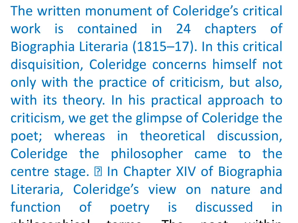 the written monument of coleridge s critical work