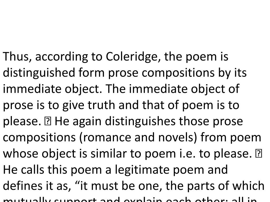 thus according to coleridge the poem