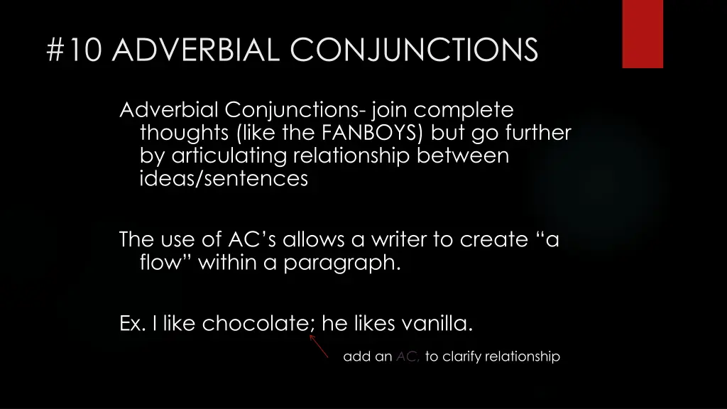 10 adverbial conjunctions