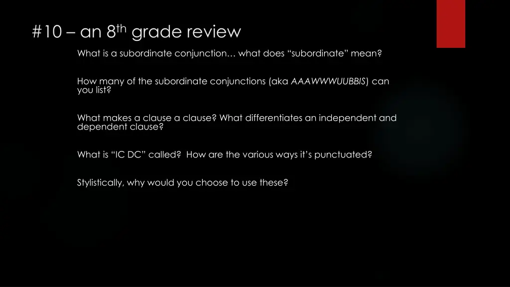 10 an 8 th grade review