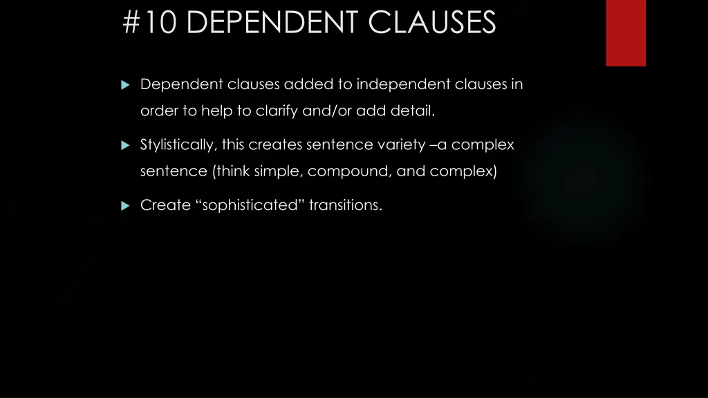 10 dependent clauses