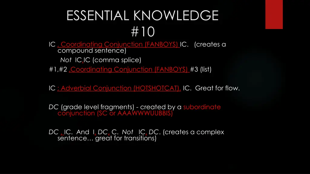 essential knowledge 10 ic coordinating