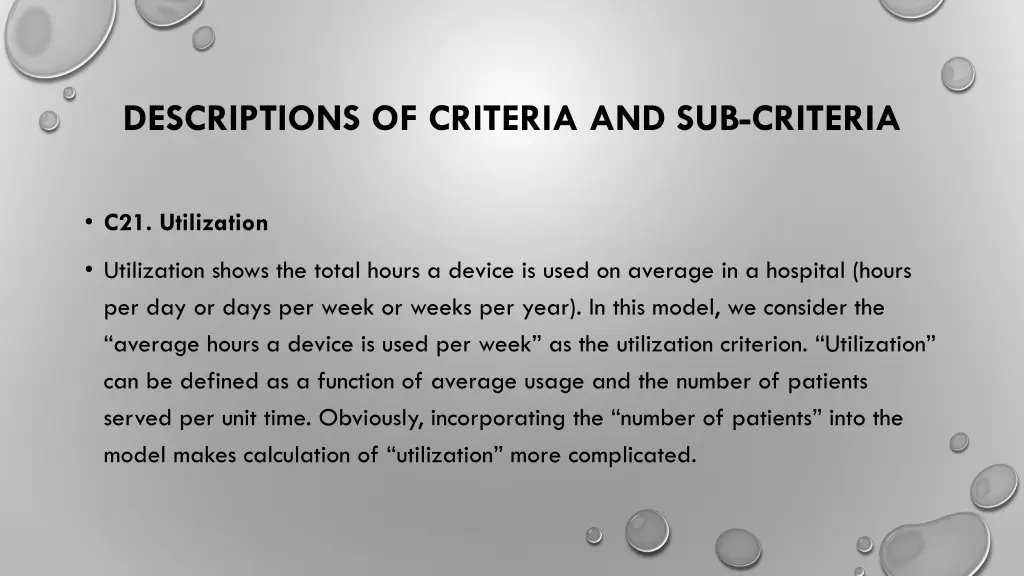 descriptions of criteria and sub criteria 2