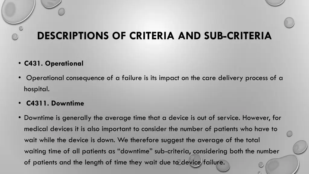 descriptions of criteria and sub criteria 8