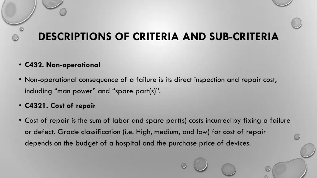 descriptions of criteria and sub criteria 9