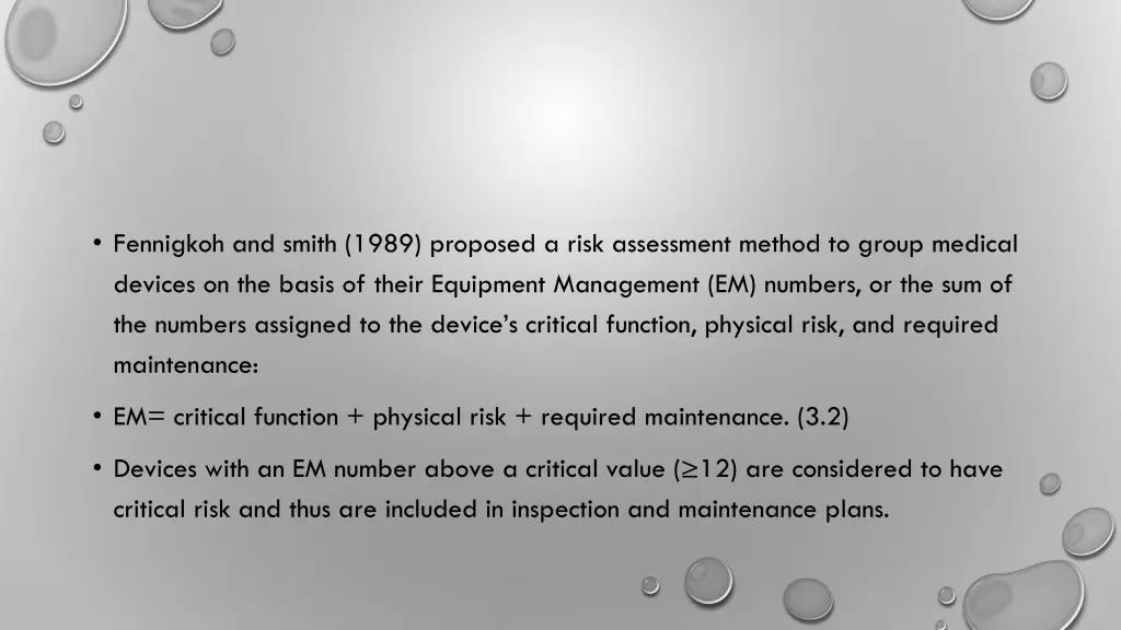 fennigkoh and smith 1989 proposed a risk