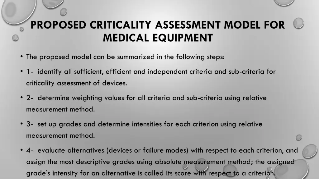 proposed criticality assessment model for medical 3