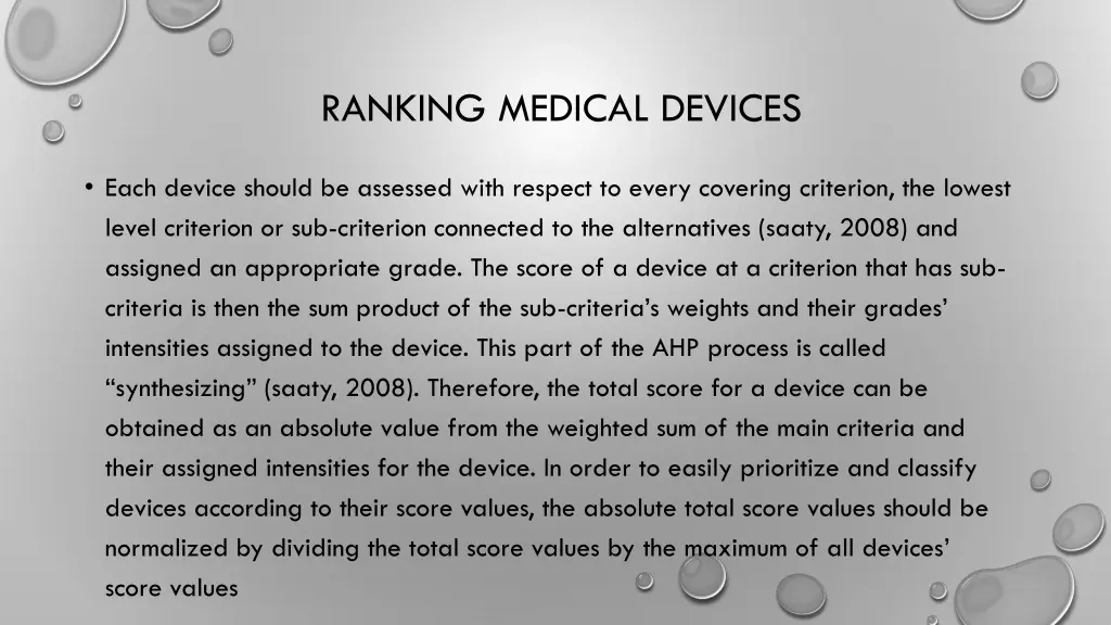 ranking medical devices