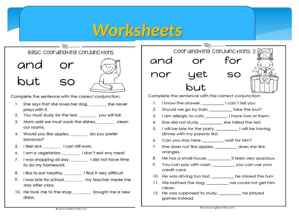 worksheets