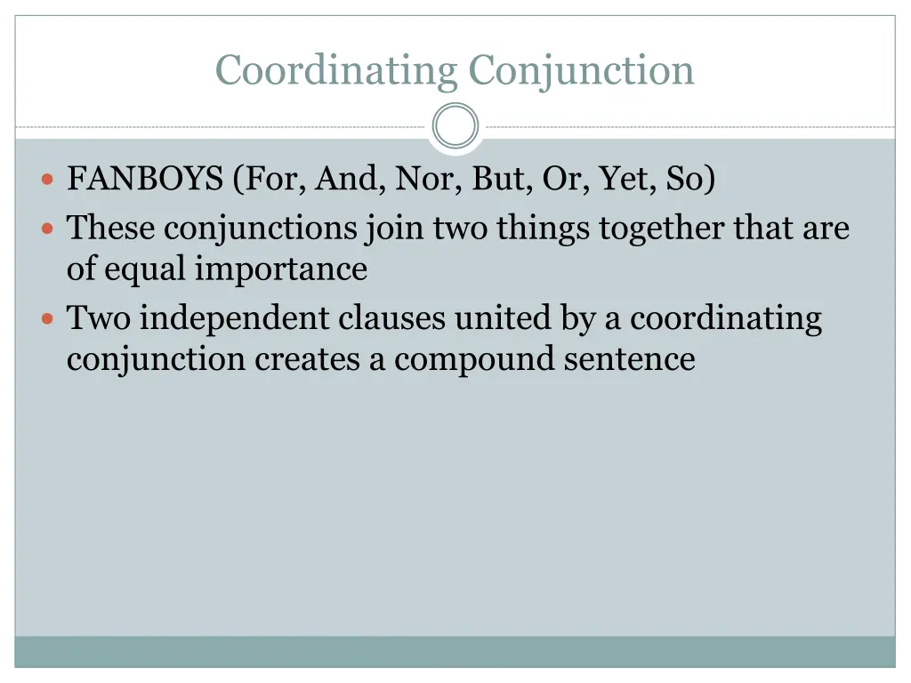 coordinating conjunction