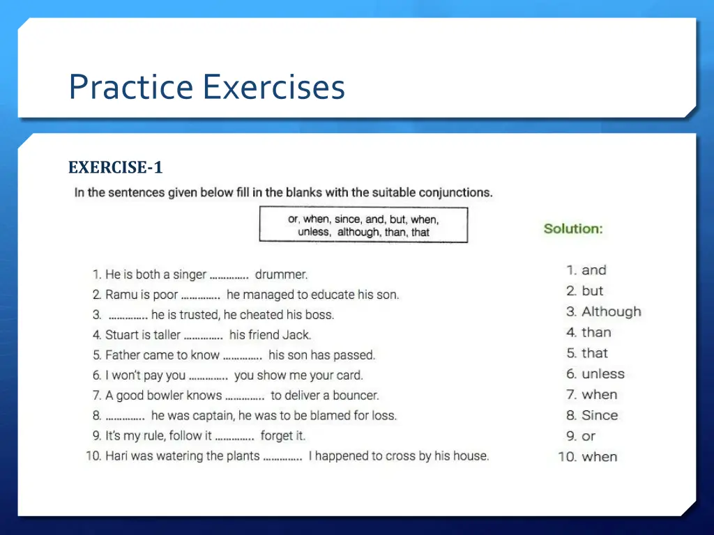 practice exercises 1