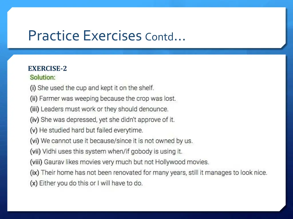 practice exercises contd 1