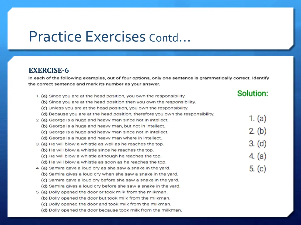 practice exercises contd 10