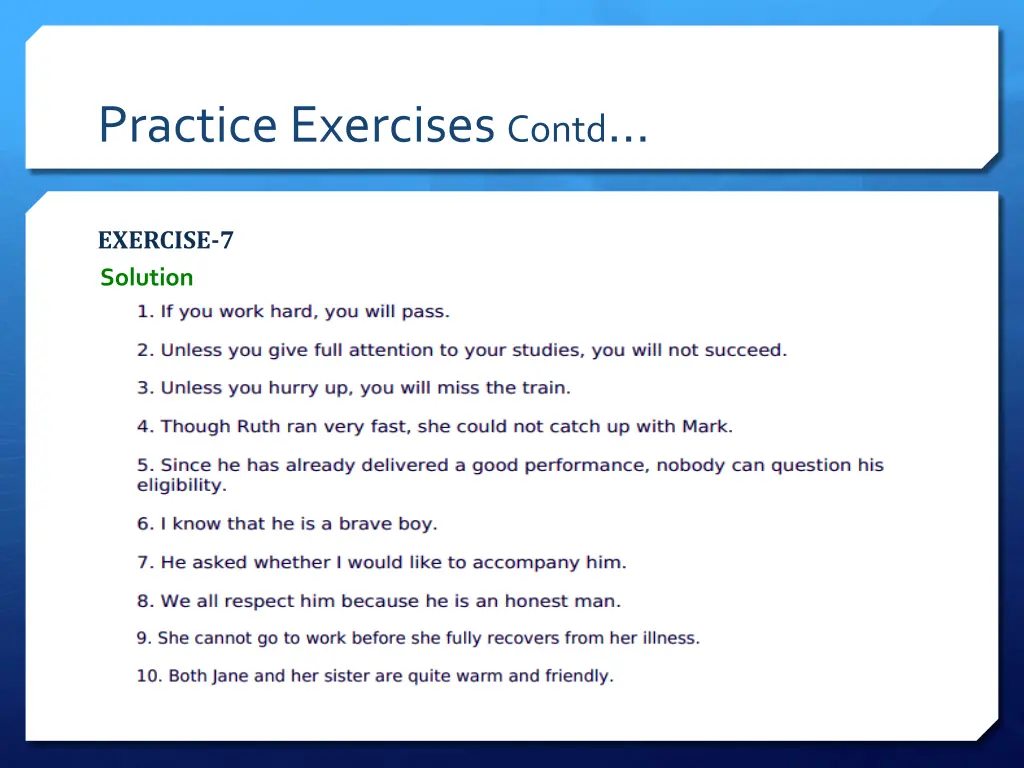 practice exercises contd 12