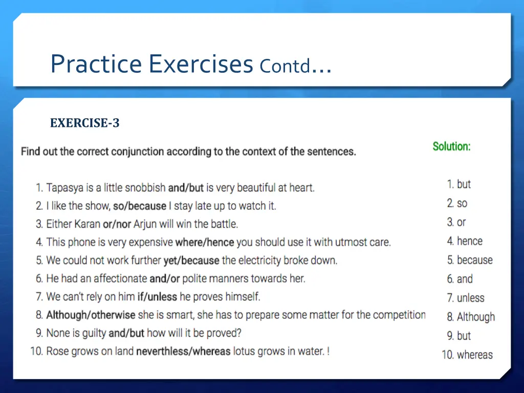 practice exercises contd 3