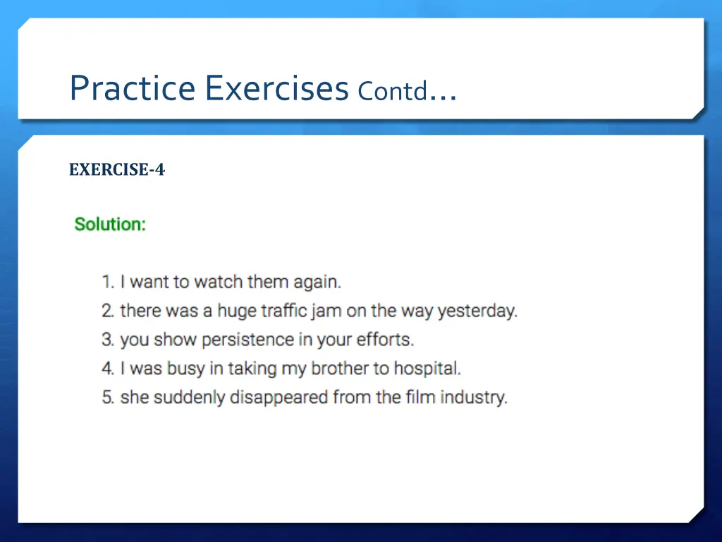 practice exercises contd 5