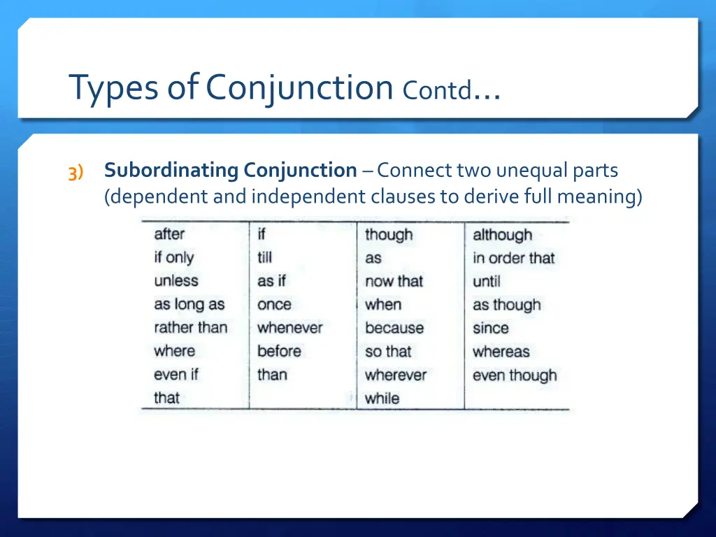 types of conjunction contd 1