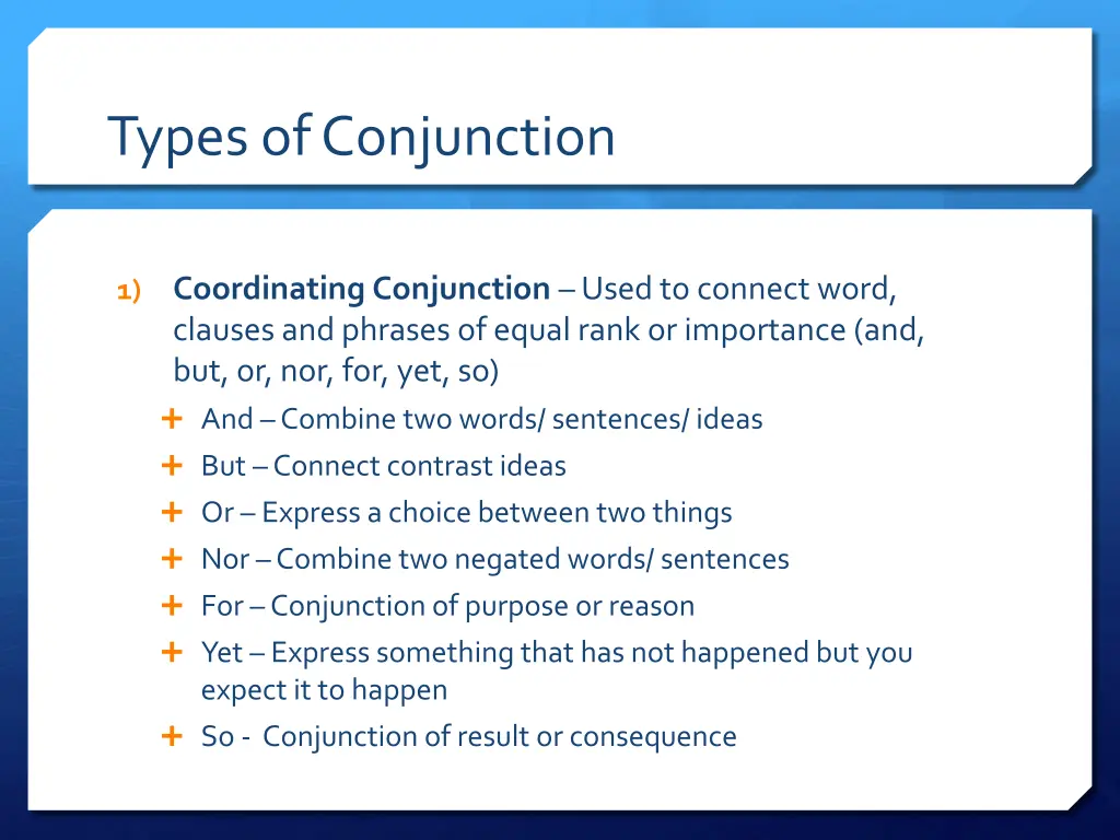 types of conjunction