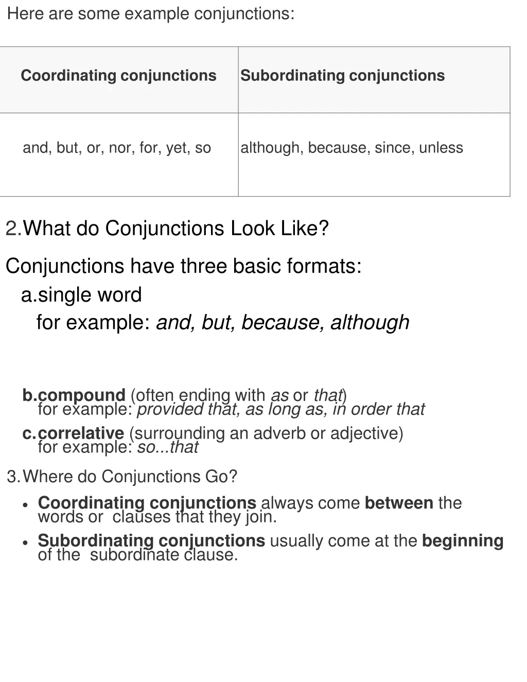 here are some example conjunctions