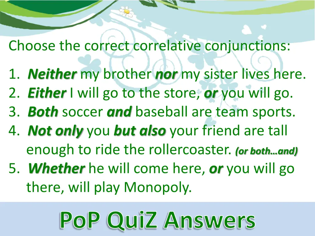 choose the correct correlative conjunctions 1