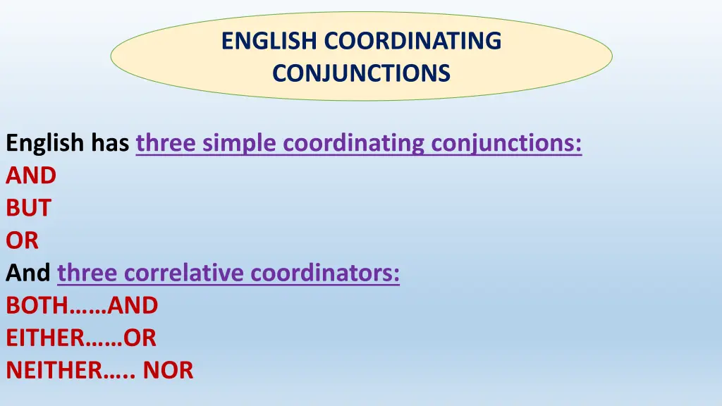 english coordinating conjunctions