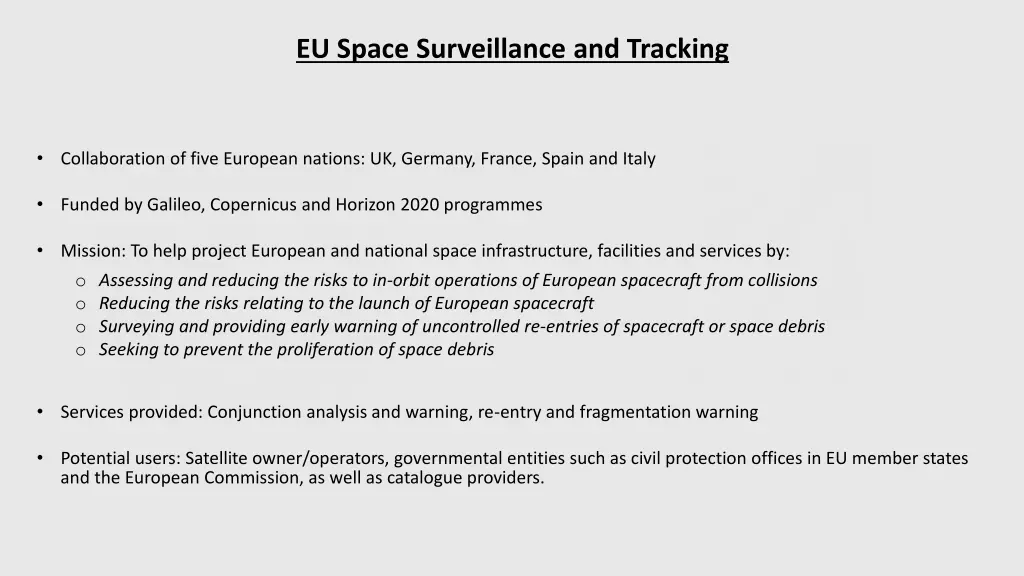 eu space surveillance and tracking