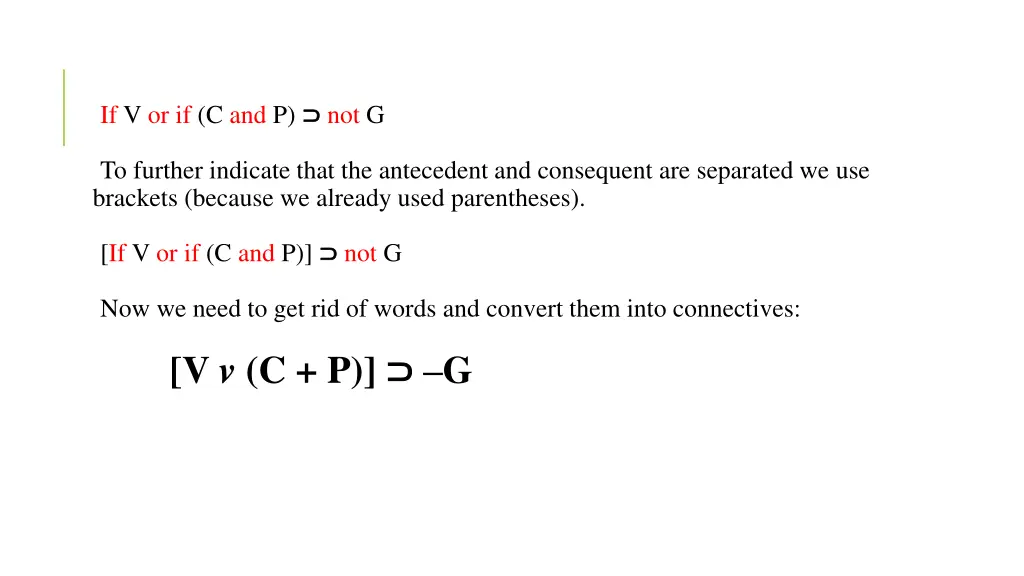 if v or if c and p not g