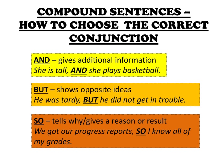 compound sentences how to choose the correct