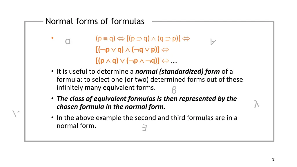 normal forms of formulas