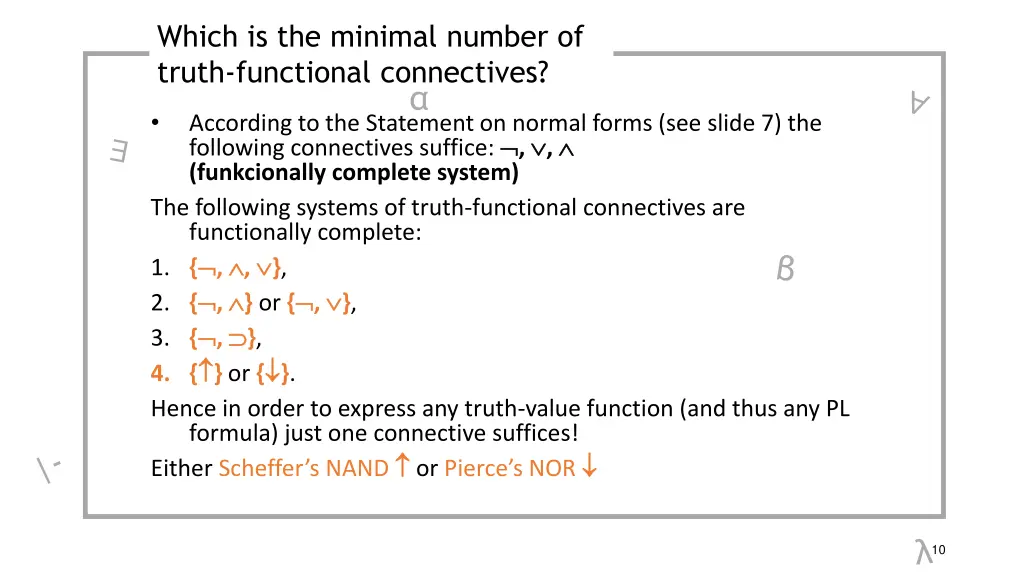 which is the minimal number of truth functional