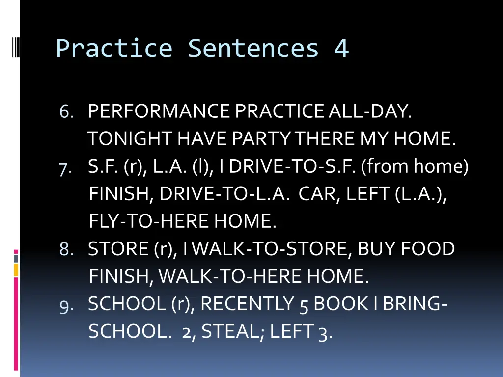 practice sentences 4