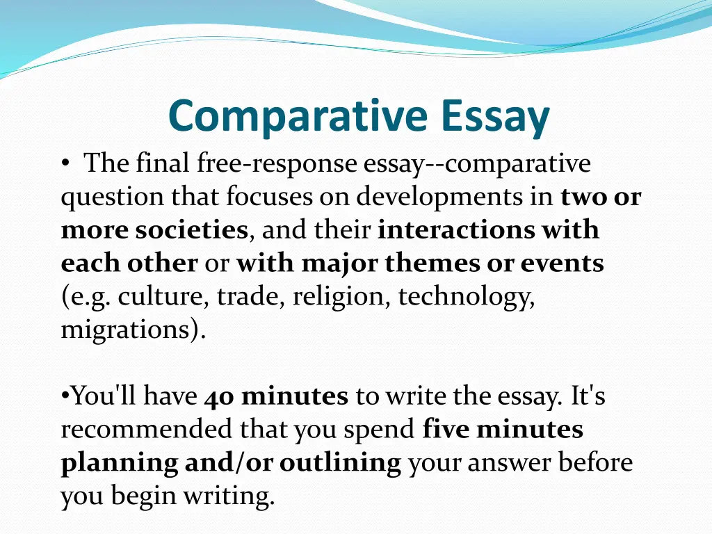 comparative essay the final free response essay