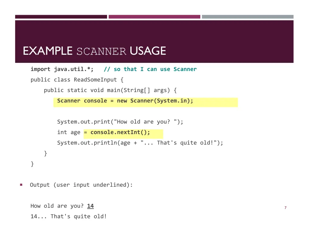 example scanner usage