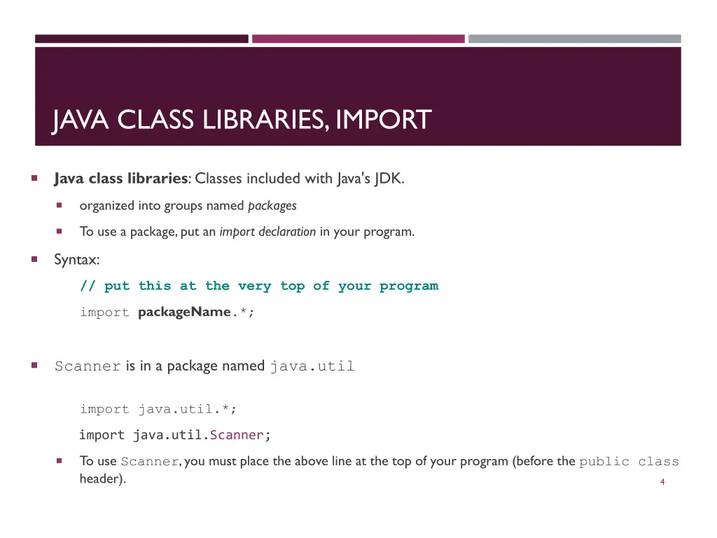 java class libraries import